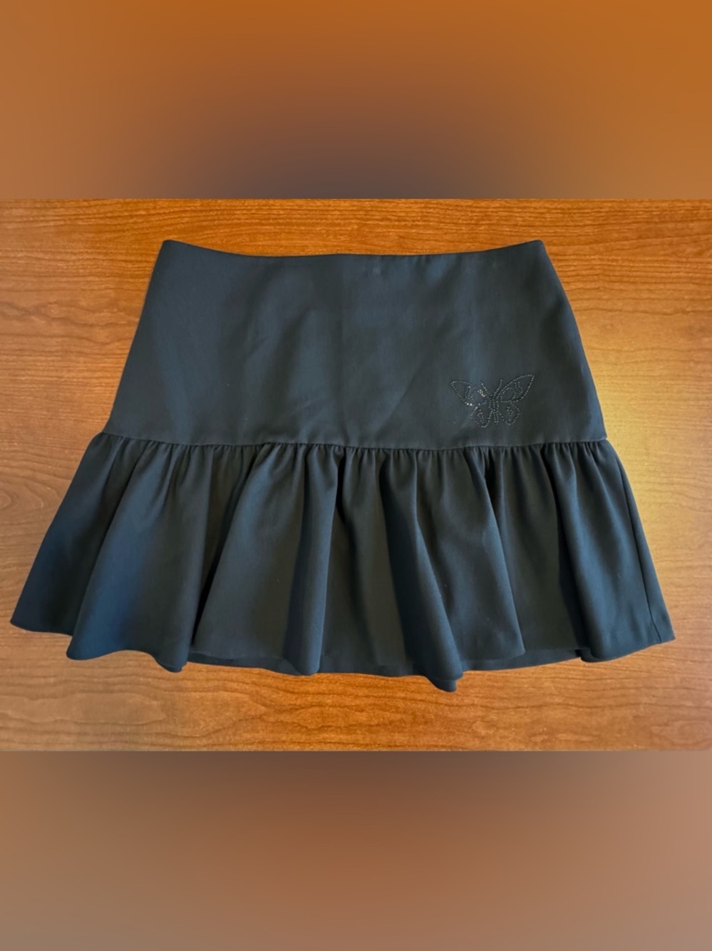 Zadig & Voltaire James Black Ruffle Mini Skirt Butterfly Y2K Style Size 38